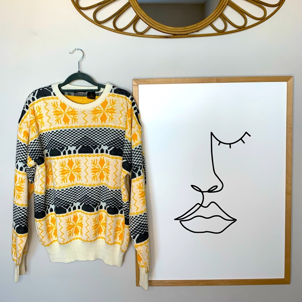 Vintage Men’s Botany 500 Fair Isle Grandpa Nordic Crewneck Sweater - Size Large